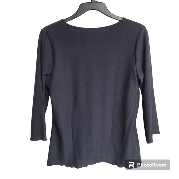 Spanx Black Tummy Control Lined V-neck 3/4 Sleeve Shapewear Top Size Small - Picture 2 of 8